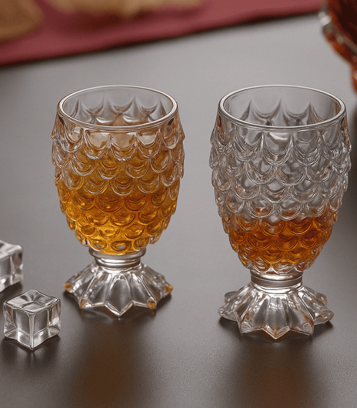 Deli 60ml Fish Scale Shot Glass Set of 6 – Textured Heavy Base Whiskey Glasses