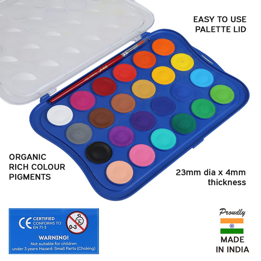 DOMS Aqua Colour Cakes – 24 Shades Watercolour Set with Brush | Vibrant, Washable Colours for Kids, Artists & Students PACK OF 2