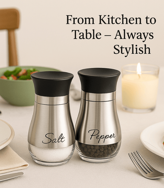 Premium Stainless Steel Salt & Pepper Shaker Set 2 Pcs – 130ml Seasoning Dispensers for Kitchen & Dining