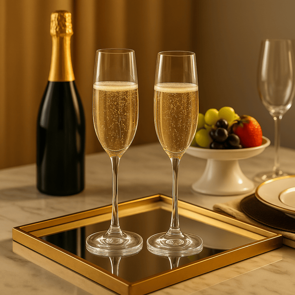 DELI Champagne Flute Glass Set Of 6 – 250ml Crystal Clear Wine Glasses for Sparkling Wine, Prosecco & Mimosas