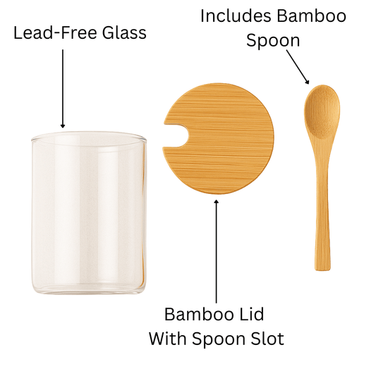 Deli Soga 685ml Glass Storage Jar with Bamboo Lid & Spoon – Airtight Container for Coffee, Sugar, Spices & Dry Foods