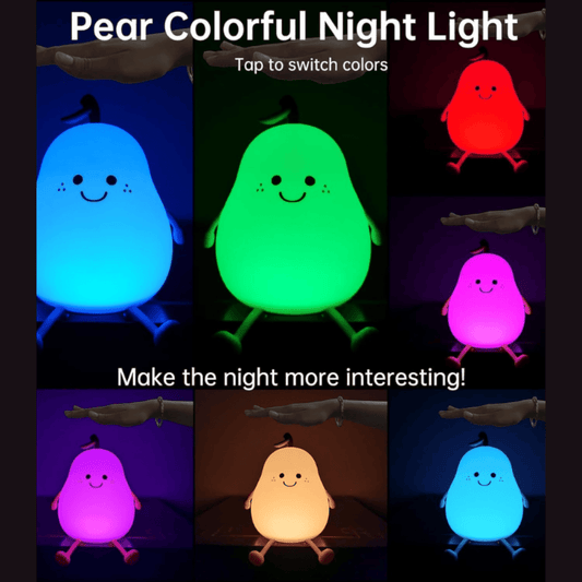 Pear Silicone LED Lamp – Rechargeable Touch Control Night Light for Bedroom & Home Decor