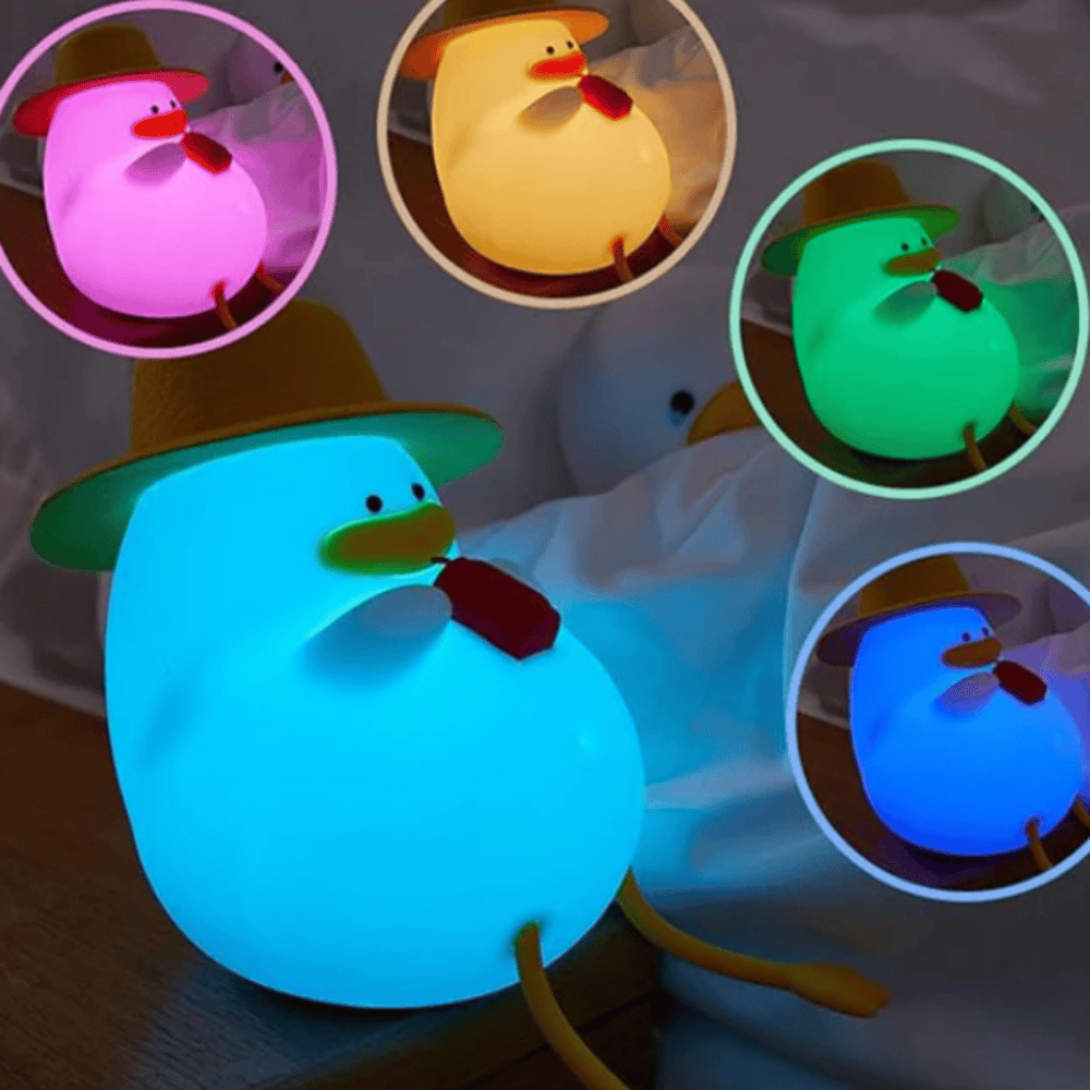 Duck Silicone LED Night Lamp – Rechargeable Touch Control Cute Light for Kids & Home Decor