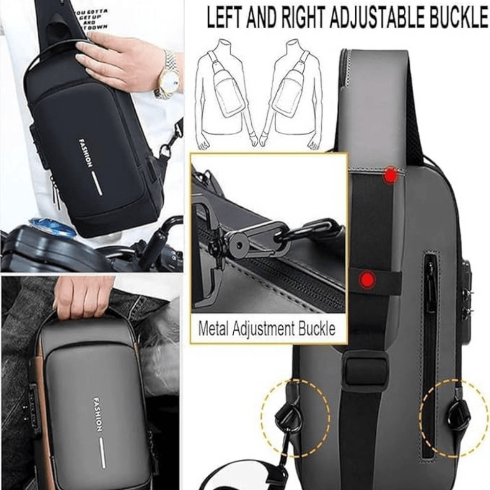 Waterproof Crossbody Sling Bag with USB Charging Port – Anti-Theft Travel Shoulder Backpack for Men & Women