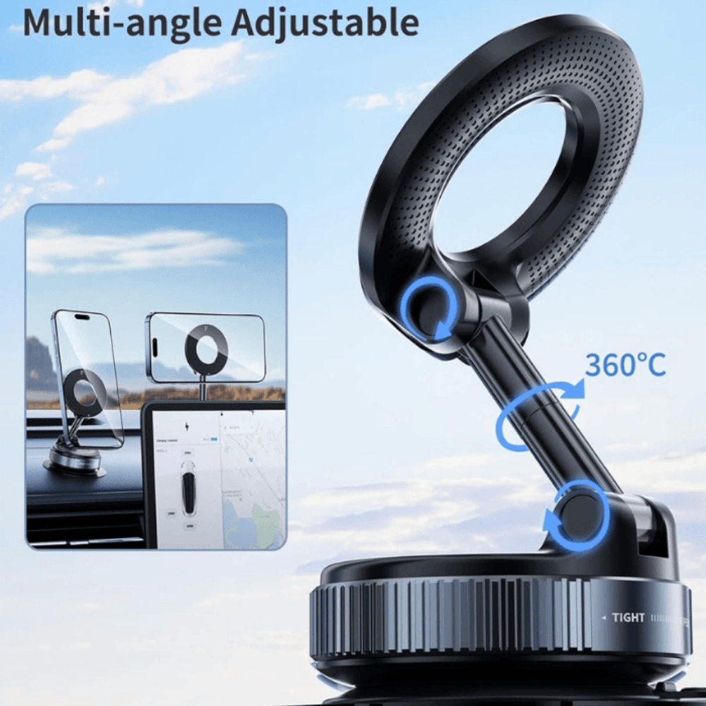 Premium Magnetic Vacuum Phone Holder for Car and Desk – 360° Rotation & Strong Grip