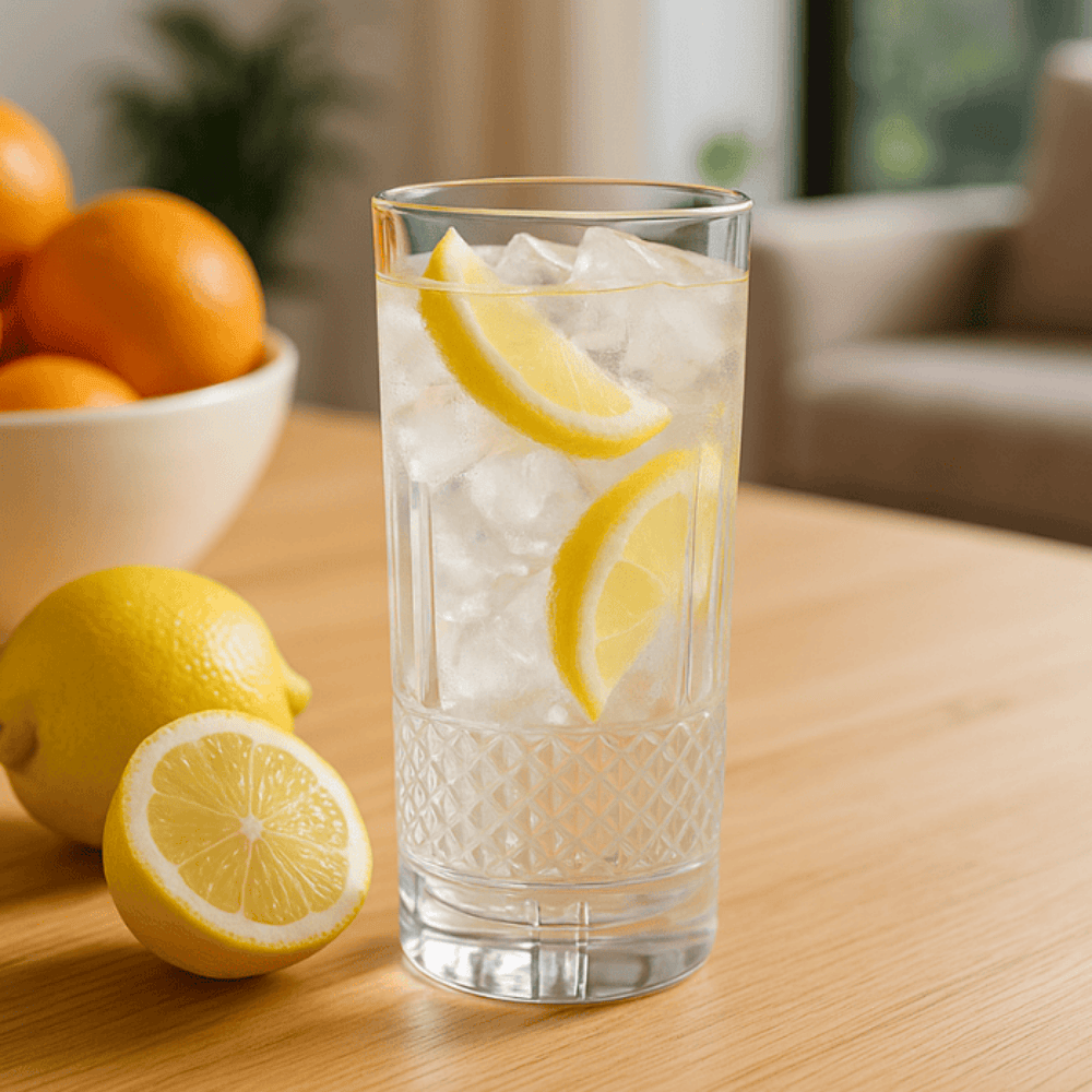 Long Design Glass Set of 6 300ml – Tall Patterned Tumblers for Water, Juice & Beverages