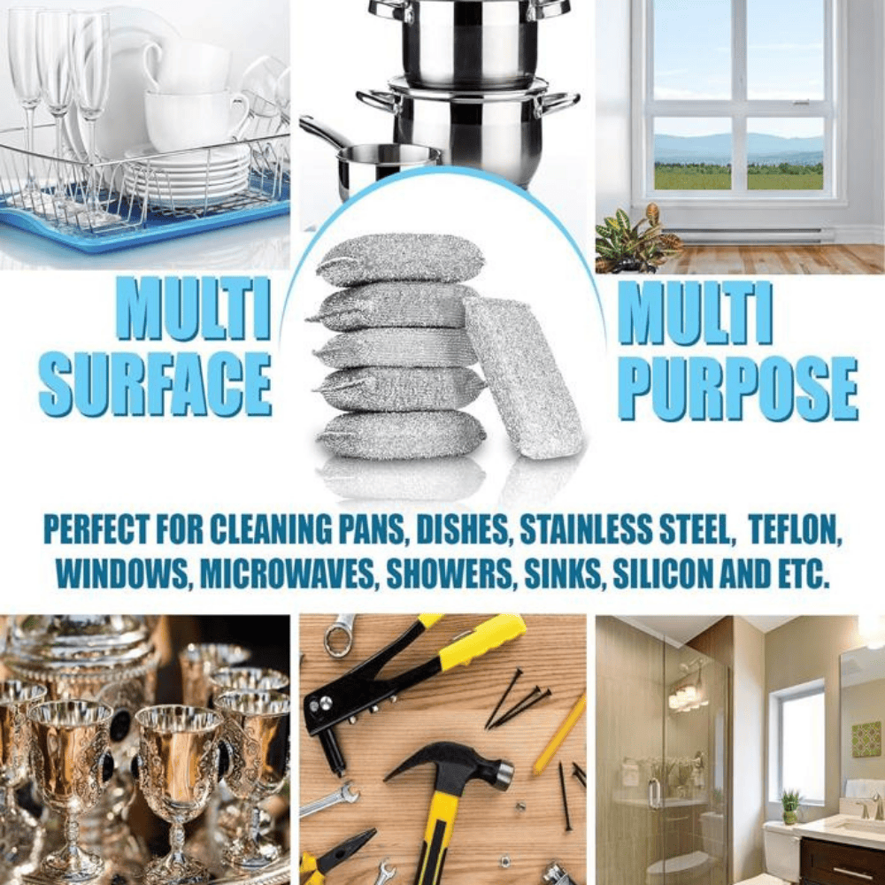 Dish Cleaner Sponge Set of 4 – Multipurpose Scrub Pads for Kitchen Cleaning