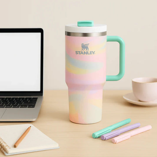 Stanley Quencher H2.0 FlowState Tumbler – 40oz / 1.18L Pastel Tie-Dye, Vacuum Insulated Stainless Steel with Handle & Straw