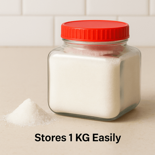 Yera 1kg Square Glass Storage Jar with Red Cap – Airtight Kitchen Container