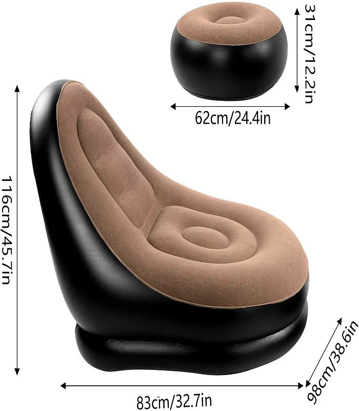 Inflatable Air Sofa Chair with Footrest & Electric Pump – Portable Lounge Sofa for Home, Camping & Outdoor Relaxation