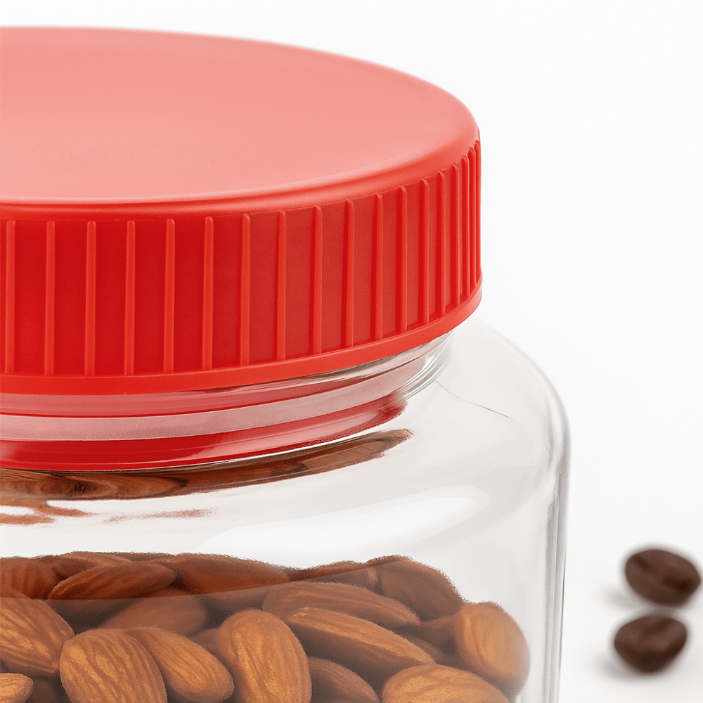 YERA JR-1 Airtight Glass Storage Jar with Red Screw Cap – 1.4 L Food Grade Container for Kitchen, Pantry & Dry Storage