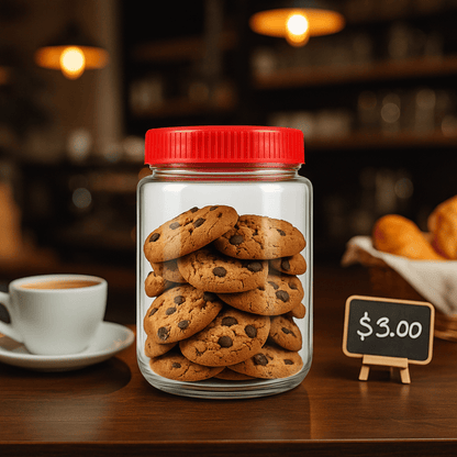 YERA JR-1 Airtight Glass Storage Jar with Red Screw Cap – 1.4 L Food Grade Container for Kitchen, Pantry & Dry Storage