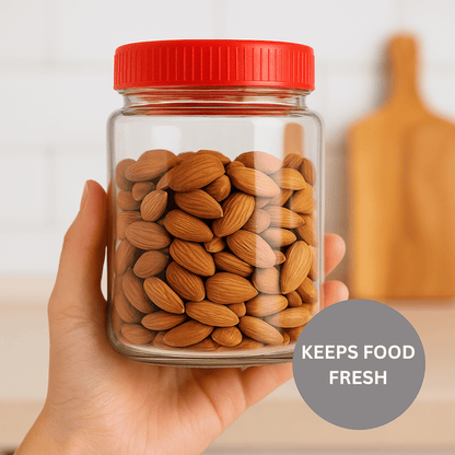 YERA JR-1 Airtight Glass Storage Jar with Red Screw Cap – 1.4 L Food Grade Container for Kitchen, Pantry & Dry Storage