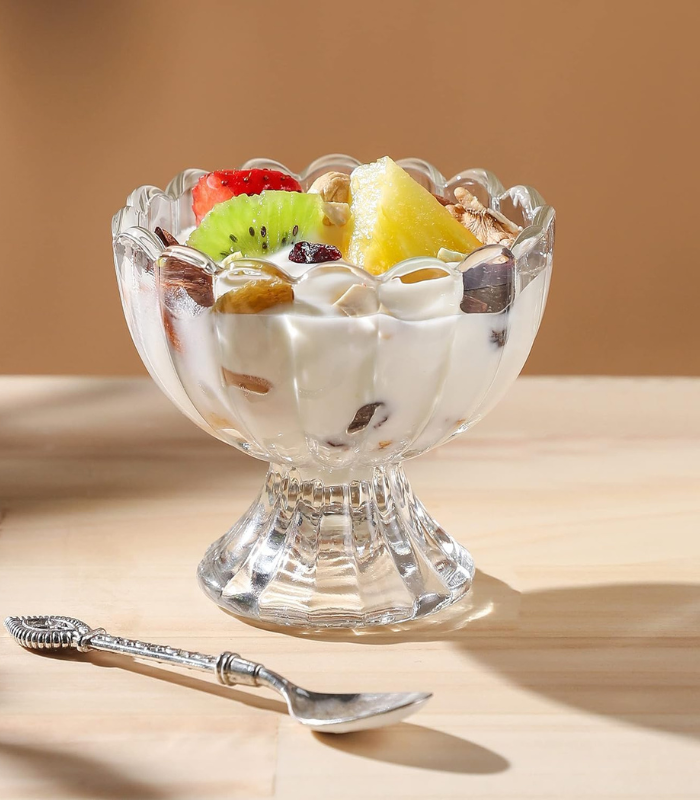 210ml Glass Ice Cream Cup Set of 6 – Dessert Bowls for Sundaes, Pudding & Sweets