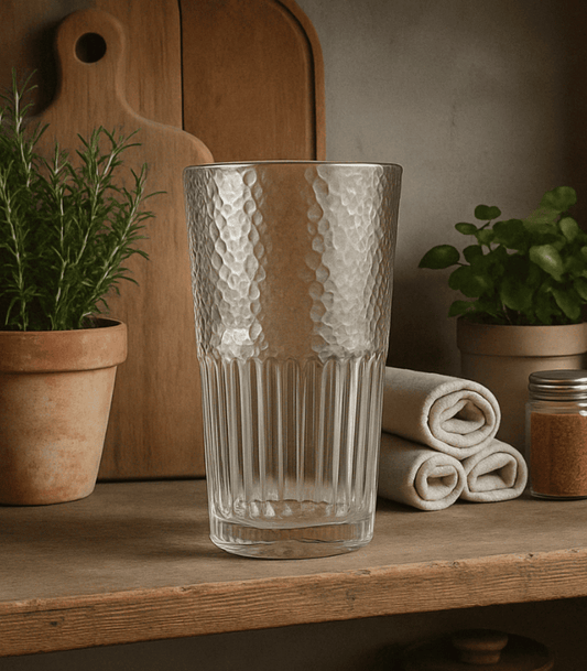 Special 690ml Large Drinking Glass Set of 6 – Textured Highball Tumbler for Water, Juice & Cocktails