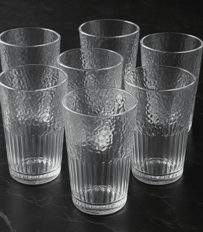 Special 690ml Large Drinking Glass Set of 6 – Textured Highball Tumbler  for Water, Juice & Cocktails