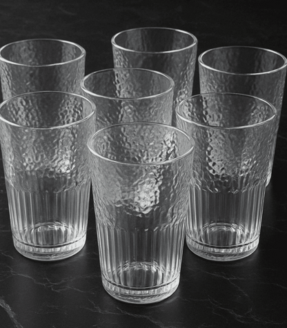 Special 690ml Large Drinking Glass Set of 6 – Textured Highball Tumbler  for Water, Juice & Cocktails