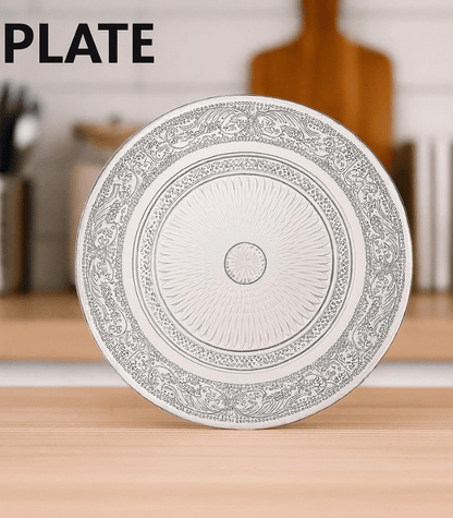 Elegant Glass Dinner Plate Set – 6 Pcs Decorative Transparent Plates for Dining, Serving & Special Occasions