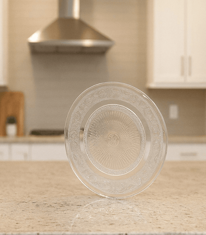 Elegant Glass Dinner Plate Set – 6 Pcs Decorative Transparent Plates for Dining, Serving & Special Occasions