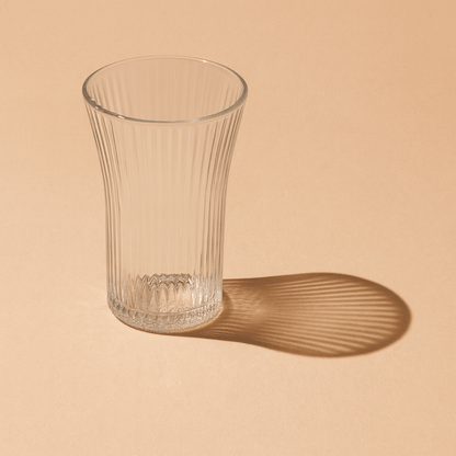 DELI Premium Water Glass Set Of 6 – 270ml Clear Ribbed Drinking Glasses for Water, Juice & Beverages – Set of 6