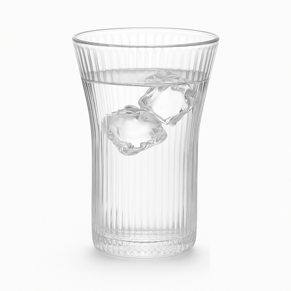 DELI Premium Water Glass Set Of 6 – 270ml Clear Ribbed Drinking Glasses for Water, Juice & Beverages – Set of 6