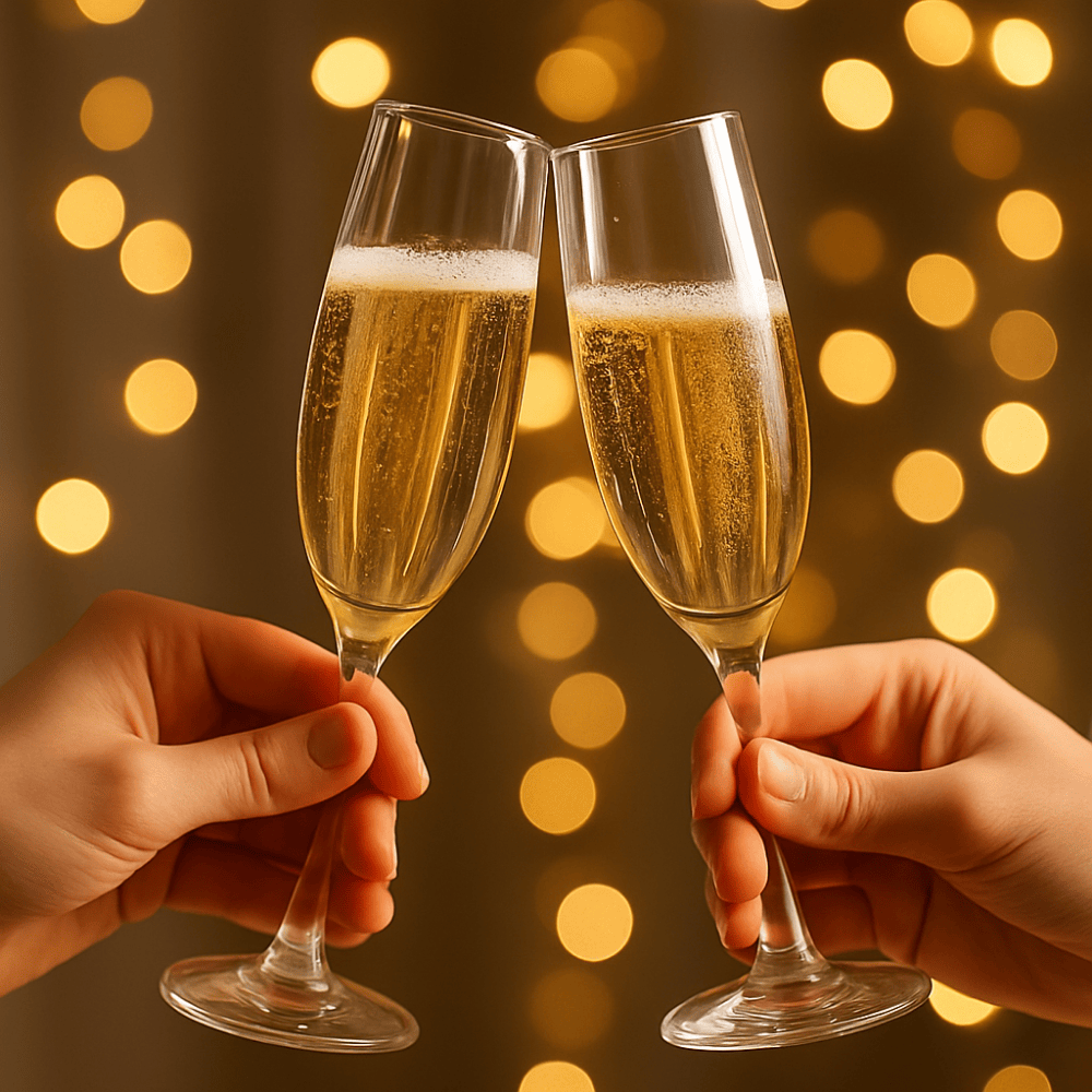 DELI Champagne Flute Glass Set Of 6 – 250ml Crystal Clear Wine Glasses for Sparkling Wine, Prosecco & Mimosas