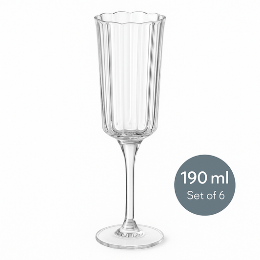 SOGA Champagne Glass Set of 6 – 190ml Crystal Clear Fluted Glasses for Sparkling Wine & Mimosas