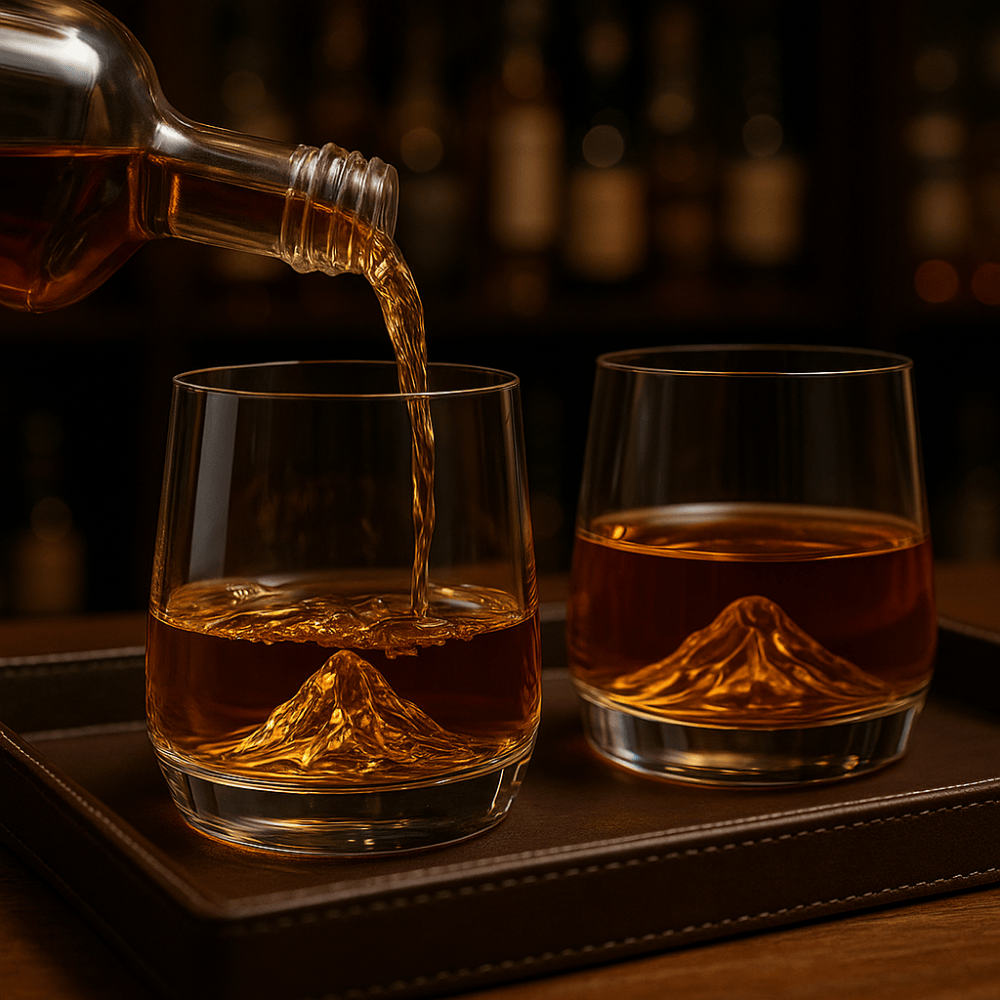 Mountain Base Whiskey Glass – 300ml Crystal Clear Tumbler for Scotch, Bourbon & Cocktails