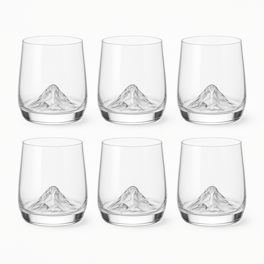 Mountain Base Whiskey Glass – 300ml Crystal Clear Tumbler for Scotch, Bourbon & Cocktails