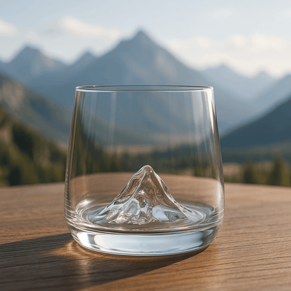 Mountain Base Whiskey Glass – 300ml Crystal Clear Tumbler for Scotch, Bourbon & Cocktails