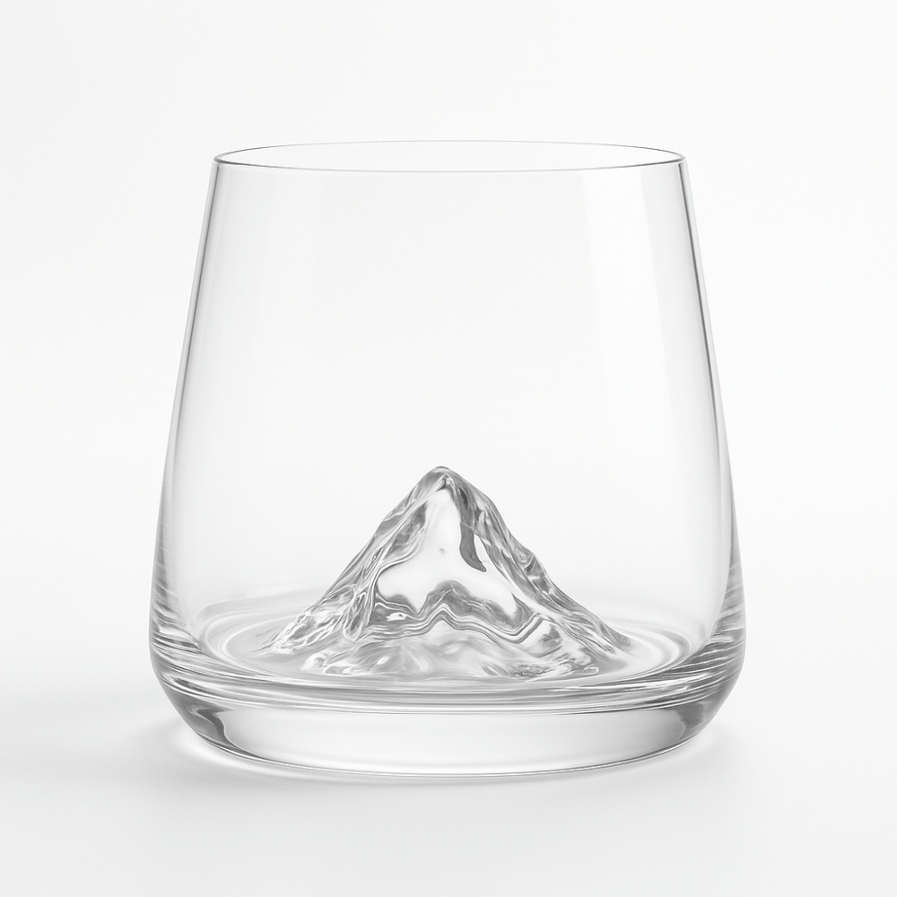 Mountain Base Whiskey Glass – 300ml Crystal Clear Tumbler for Scotch, Bourbon & Cocktails