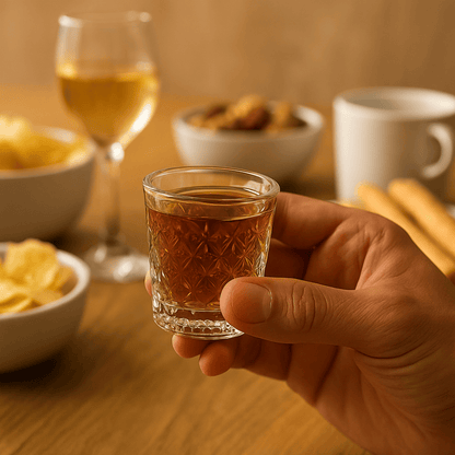 Diamond Cut Shot Glass Set – 60ml Heavy Base Whiskey & Liquor Glasses, Set of 6