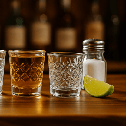 Diamond Cut Shot Glass Set – 60ml Heavy Base Whiskey & Liquor Glasses, Set of 6