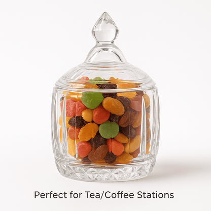 Deli Soga 335ml Pressed Glass Candy Jar with Lid – Elegant Storage Container for Sweets, Sugar & Dry Fruits