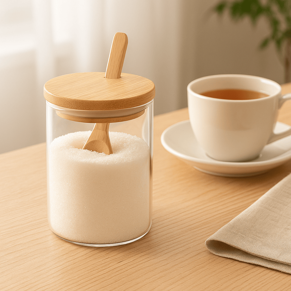 Deli Soga 685ml Glass Storage Jar with Bamboo Lid & Spoon – Airtight Container for Coffee, Sugar, Spices & Dry Foods