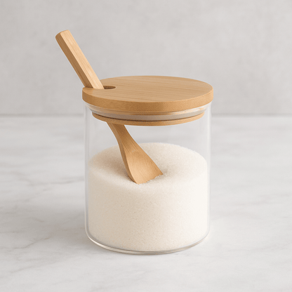 Deli Soga 685ml Glass Storage Jar with Bamboo Lid & Spoon – Airtight Container for Coffee, Sugar, Spices & Dry Foods