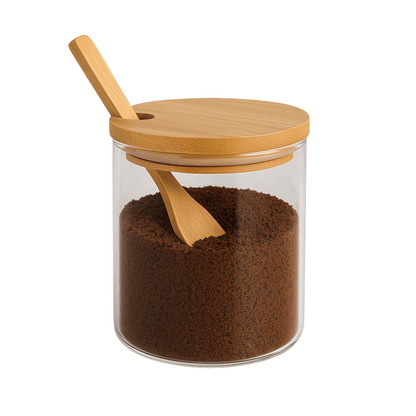 Deli Soga 685ml Glass Storage Jar with Bamboo Lid & Spoon – Airtight Container for Coffee, Sugar, Spices & Dry Foods