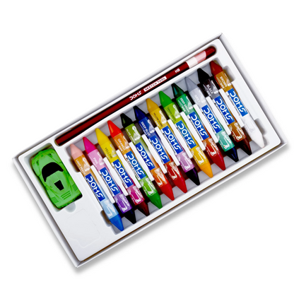 DOMS Bi-Colour Wax Crayons – 24 Dual Shades (Super Smooth Finish & Brilliant Colors) PACK OF 1