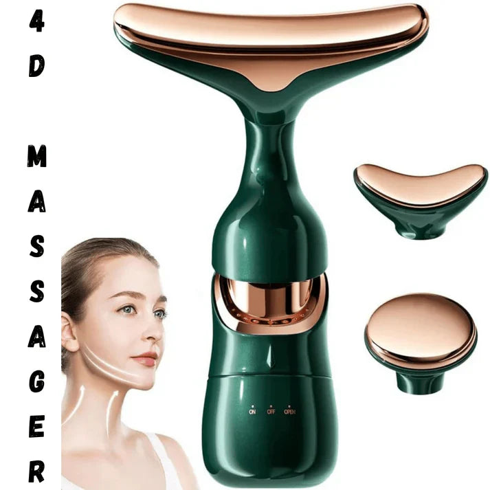 4D Electric Face & Neck Massager – Skin Tightening, Lifting & Anti-Aging Beauty Tool with Interchangeable Heads