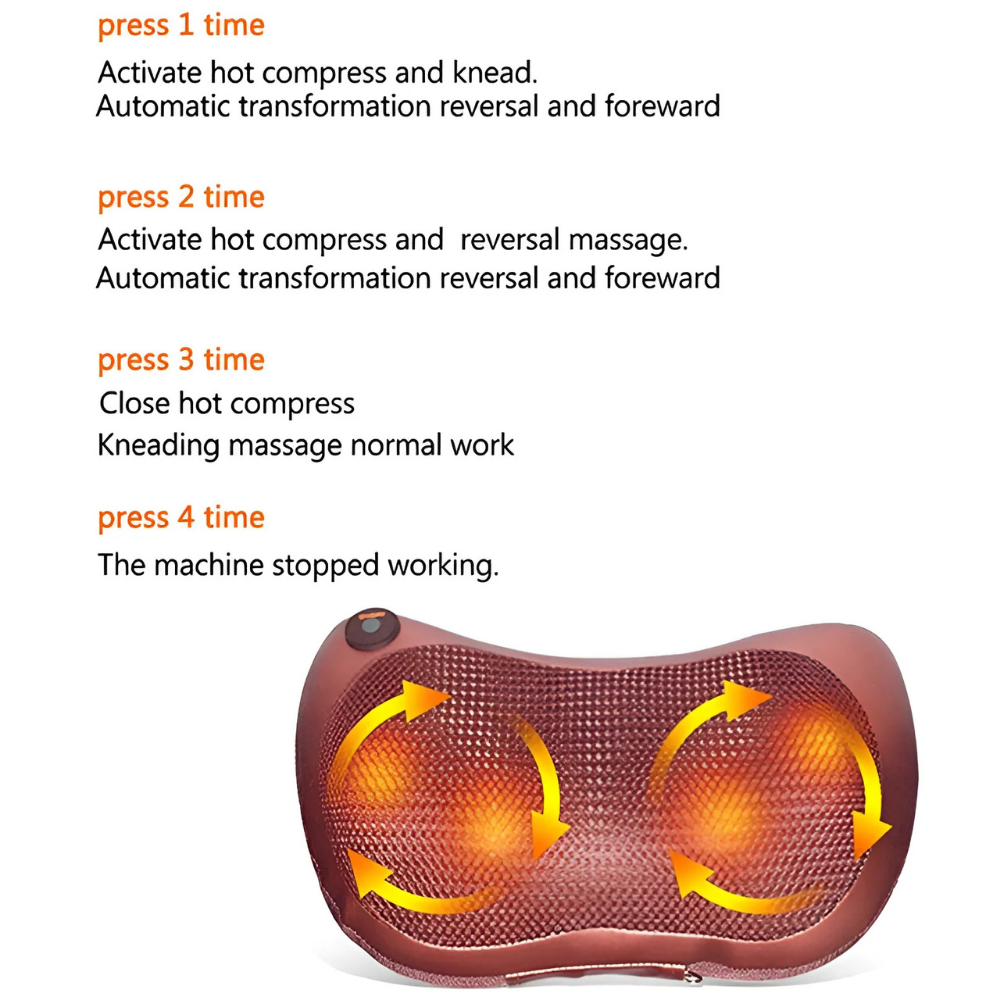 Electric Shiatsu Massage Pillow with Heat – Neck, Back, Waist, Legs & Full Body Pain Relief Cushion | 30W Powerful Motor