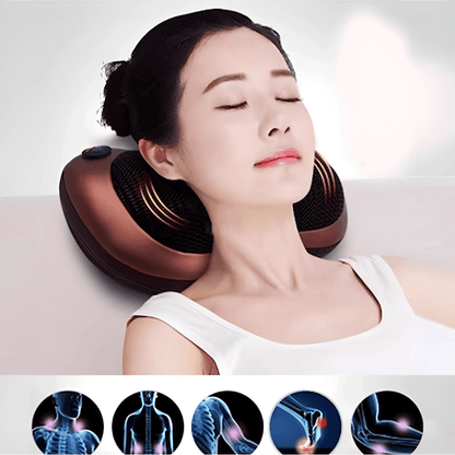 Electric Shiatsu Massage Pillow with Heat – Neck, Back, Waist, Legs & Full Body Pain Relief Cushion | 30W Powerful Motor