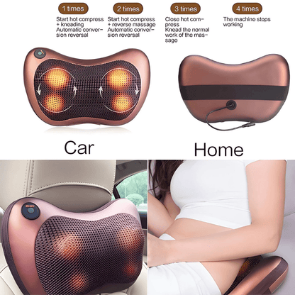 Electric Shiatsu Massage Pillow with Heat – Neck, Back, Waist, Legs & Full Body Pain Relief Cushion | 30W Powerful Motor