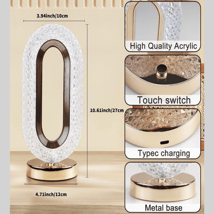 Luxury Rectangle Crystal Table Lamp – Modern Decorative LED Night Light for Living Room & Bedroom