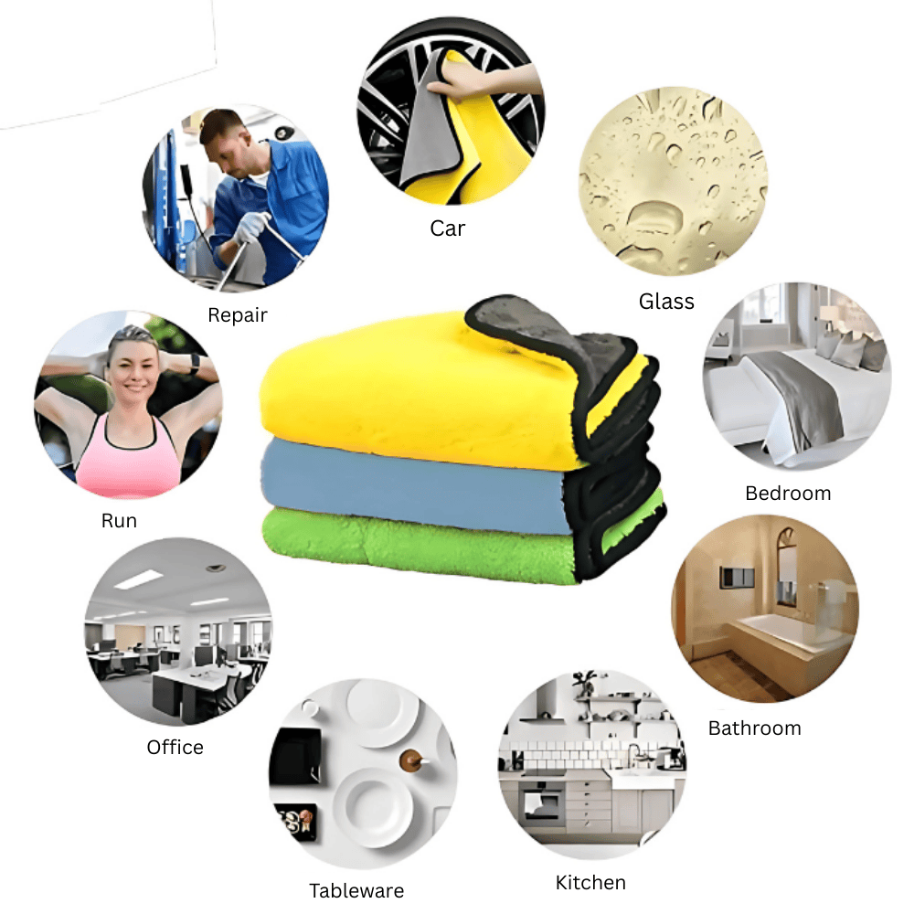 Premium Microfiber Cleaning Towel 30x40cm – Ultra Absorbent, Streak-Free, Dual-Sided Cloth for Car, Kitchen & Home