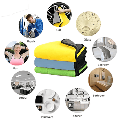Premium Microfiber Cleaning Towel 30x40cm – Ultra Absorbent, Streak-Free, Dual-Sided Cloth for Car, Kitchen & Home