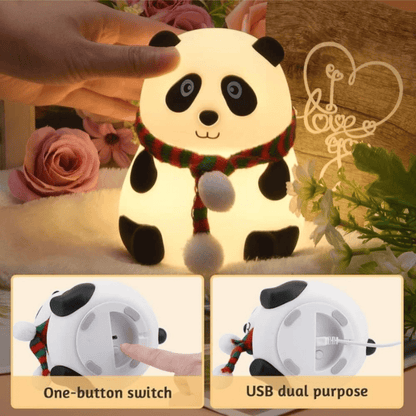 Panda LED Night Lamp – Cute Silicone Rechargeable Touch Light for Kids & Home Decor