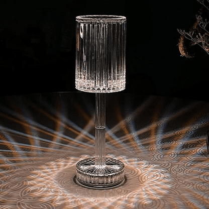 Acrylic Crystal Table Lamp – Touch Control LED Bedside Light with Diamond Cut Design