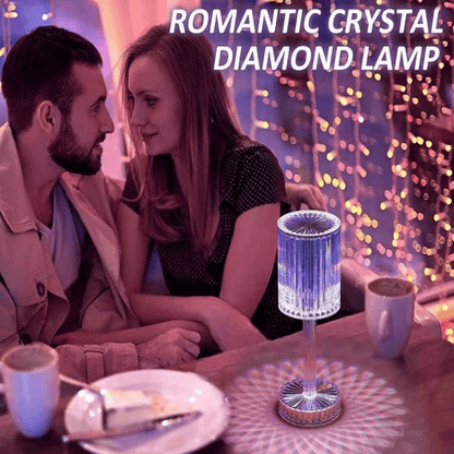 Acrylic Crystal Table Lamp – Touch Control LED Bedside Light with Diamond Cut Design