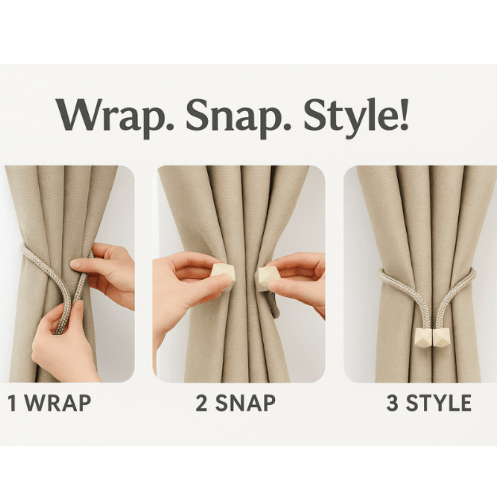 Magnetic Curtain Buckle Set of 2 – Decorative Tiebacks for Drapes & Window Curtains