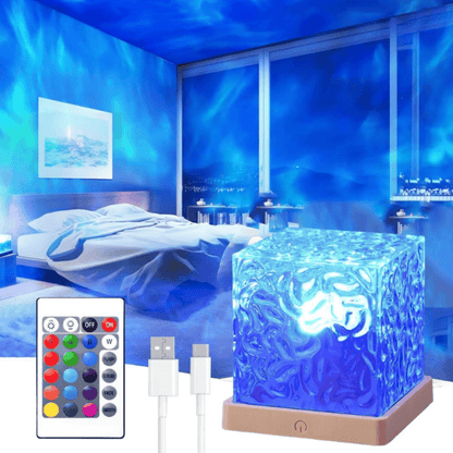 Water Ripple Lamp – LED Dynamic Projection Light with Remote Control & Adjustable Colors